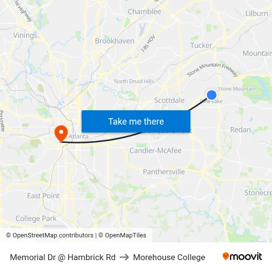 Memorial Dr @ Hambrick Rd to Morehouse College map