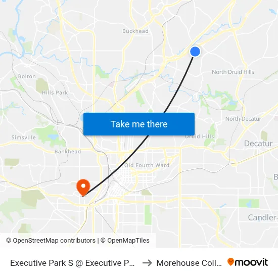 Executive Park S @ Executive Park Dr to Morehouse College map