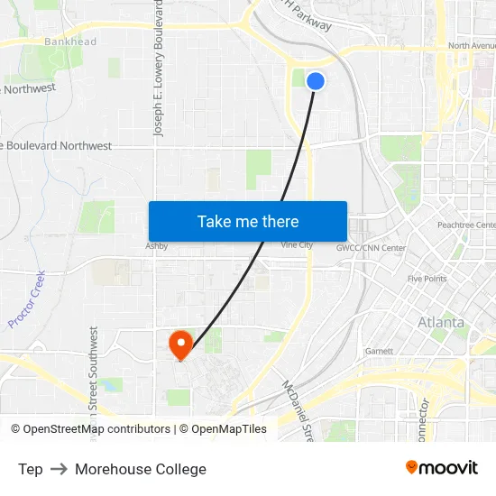 Tep to Morehouse College map
