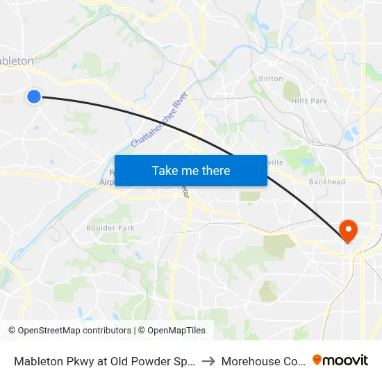 Mableton Pkwy at Old Powder Springs Rd to Morehouse College map