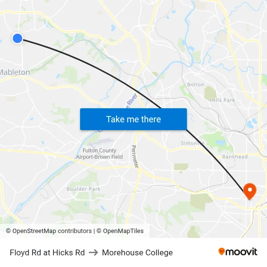 Floyd Rd at Hicks Rd to Morehouse College map