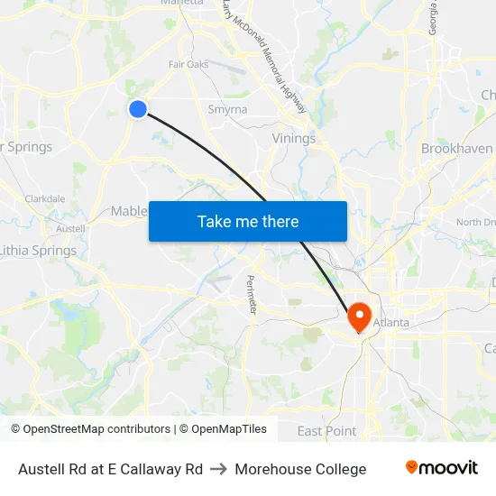 Austell Rd at E Callaway Rd to Morehouse College map