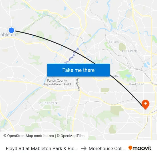 Floyd Rd at Mableton Park & Ride - Ob to Morehouse College map