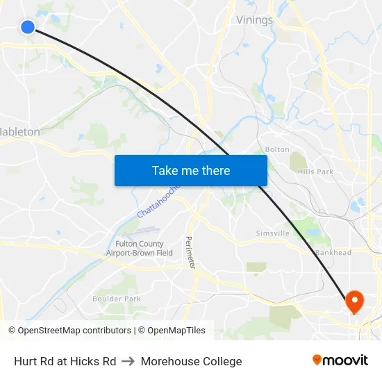 Hurt Rd at Hicks Rd to Morehouse College map