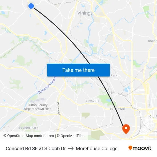 Concord Rd SE at S Cobb Dr to Morehouse College map