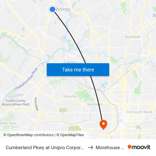 Cumberland Pkwy at Unipro Corporate Office / Kaise to Morehouse College map