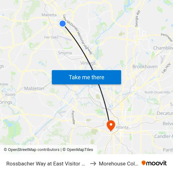 Rossbacher Way at East Visitor Parking to Morehouse College map