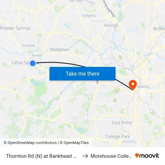 Thornton Rd (N) at Bankhead Hwy to Morehouse College map
