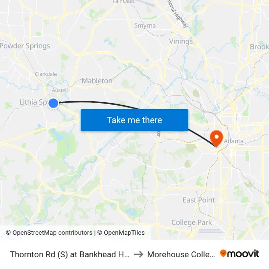 Thornton Rd (S) at Bankhead Hwy to Morehouse College map