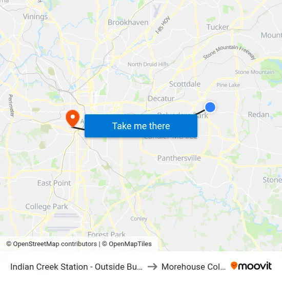 Indian Creek Station - Outside Bus Loop to Morehouse College map
