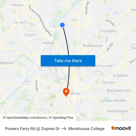 Powers Ferry Rd @ Dupree Dr to Morehouse College map