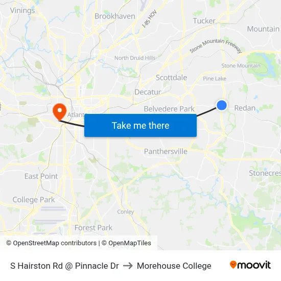 S Hairston Rd @ Pinnacle Dr to Morehouse College map