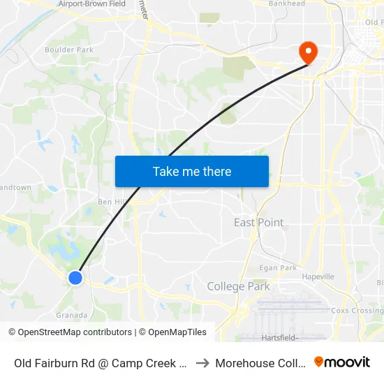 Old Fairburn Rd @ Camp Creek Pkwy to Morehouse College map