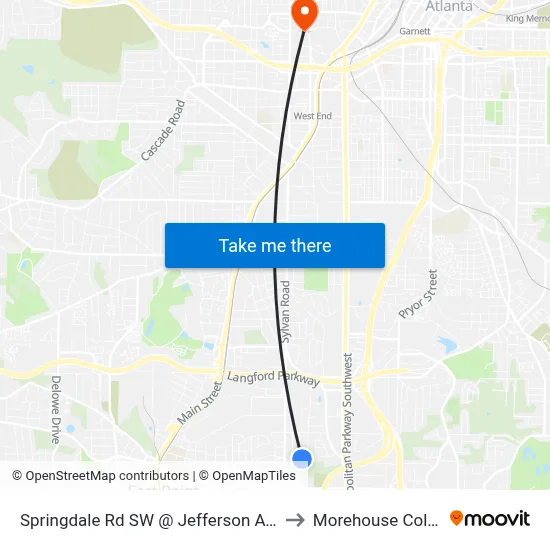 Springdale Rd SW @ Jefferson Ave SW to Morehouse College map