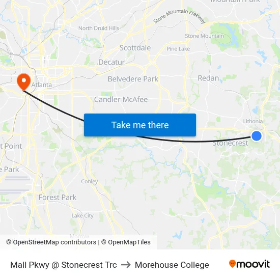 Mall Pkwy @ Stonecrest Trc to Morehouse College map