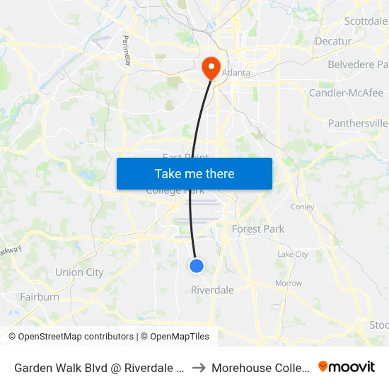 Garden Walk Blvd @ Riverdale Rd to Morehouse College map