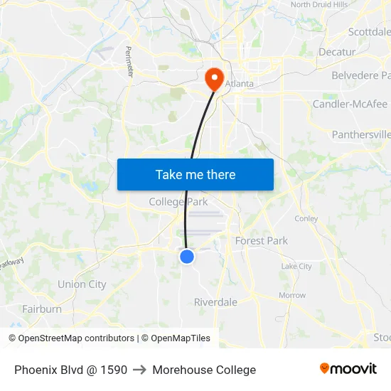 Phoenix Blvd @ 1590 to Morehouse College map