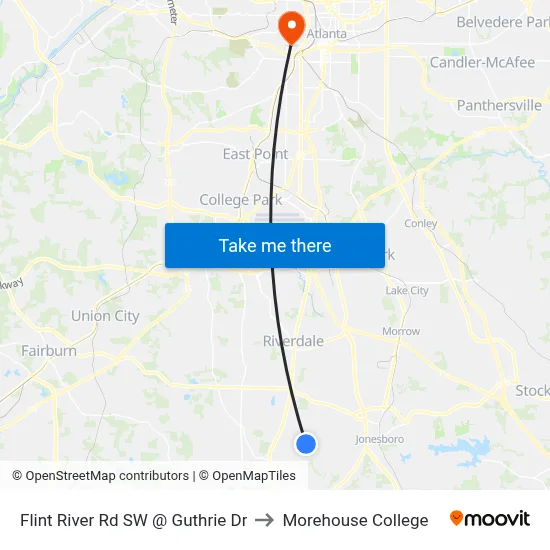 Flint River Rd SW @ Guthrie Dr to Morehouse College map