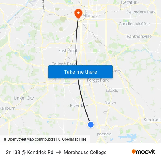 Sr 138 @ Kendrick Rd to Morehouse College map