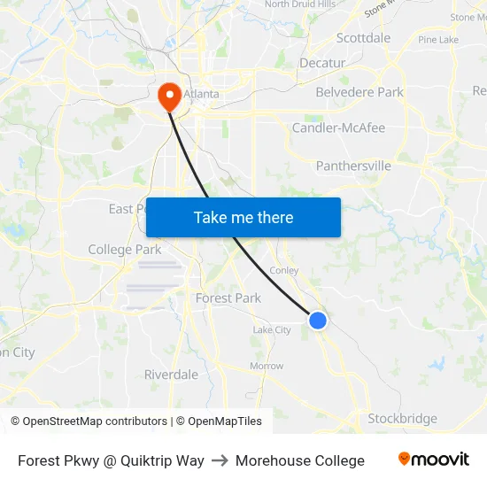Forest Pkwy @ Quiktrip Way to Morehouse College map