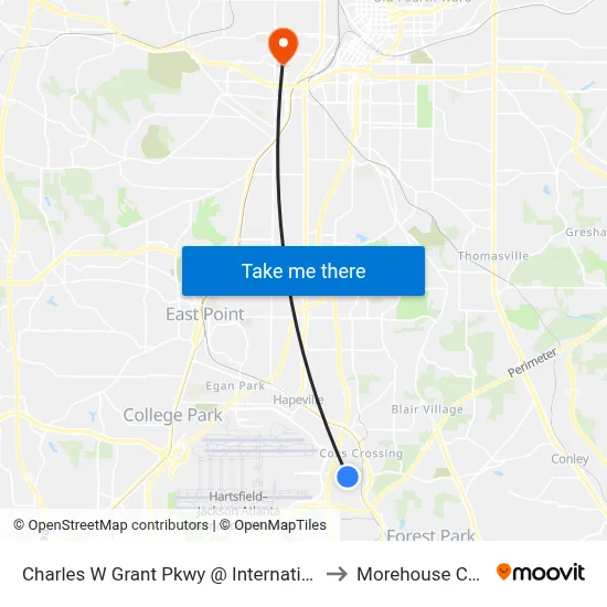 Charles W Grant Pkwy @ International Pkwy to Morehouse College map