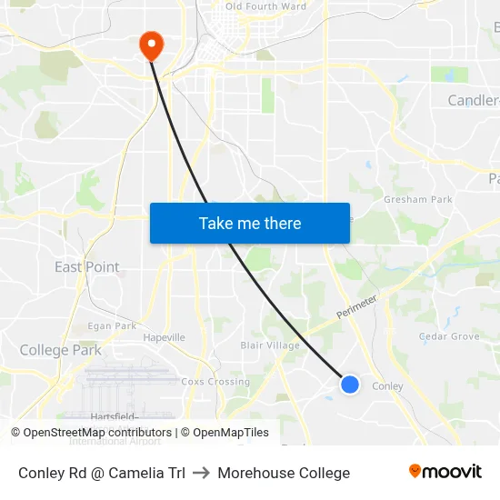 Conley Rd @ Camelia Trl to Morehouse College map