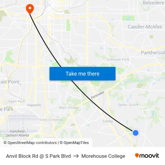 Anvil Block Rd @ S Park Blvd to Morehouse College map