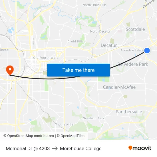 Memorial Dr @ 4203 to Morehouse College map