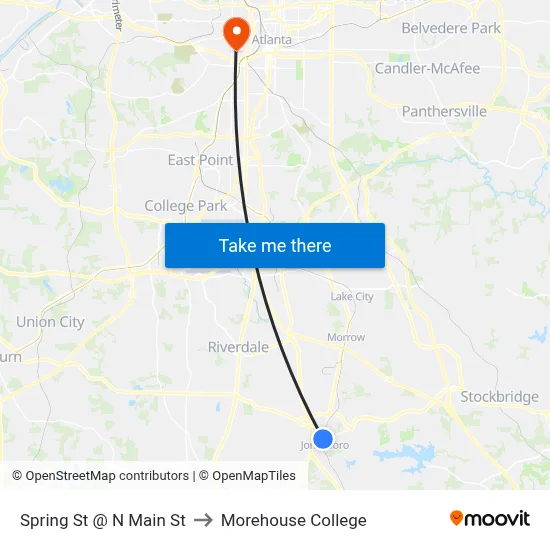 Spring St @ N Main St to Morehouse College map