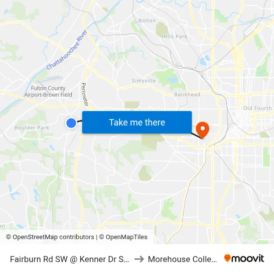 Fairburn Rd SW @ Kenner Dr SW to Morehouse College map