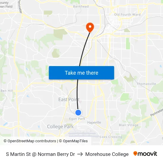 S Martin St @ Norman Berry Dr to Morehouse College map