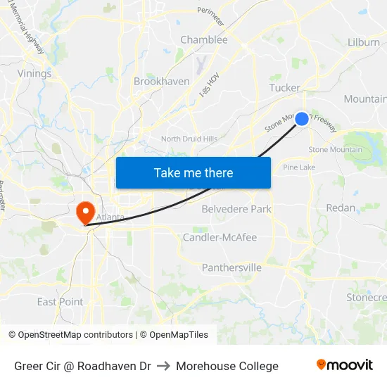 Greer Cir @ Roadhaven Dr to Morehouse College map