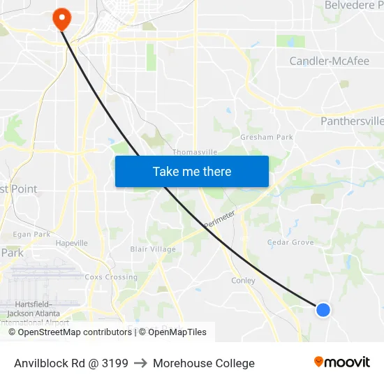 Anvilblock Rd @ 3199 to Morehouse College map