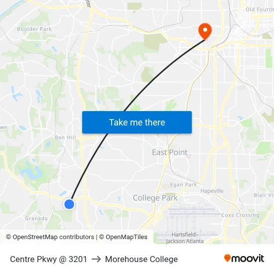 Centre Pkwy @ 3201 to Morehouse College map