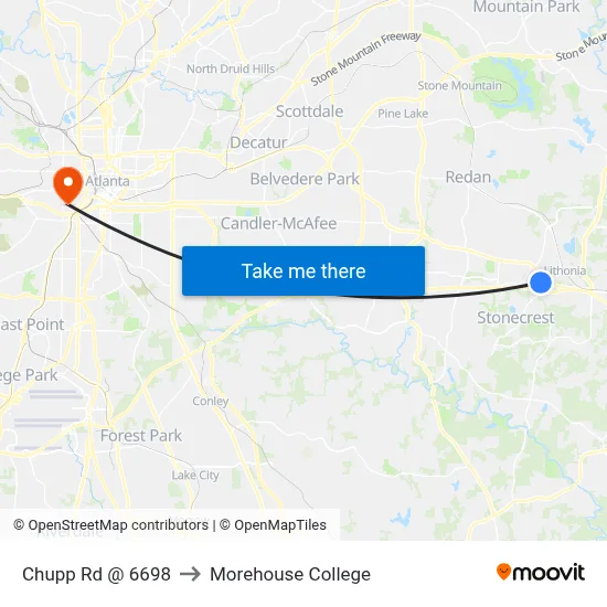 Chupp Rd @ 6698 to Morehouse College map