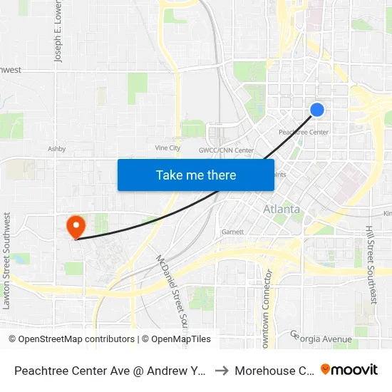Peachtree Center Ave @ Andrew Young Int Blvd to Morehouse College map
