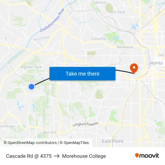 Cascade Rd @ 4375 to Morehouse College map