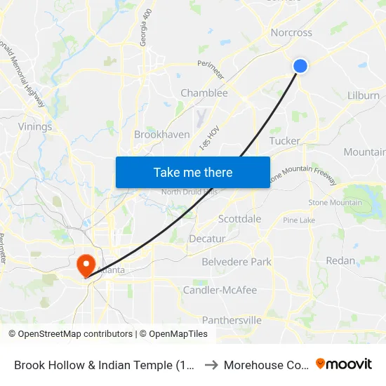 Brook Hollow & Indian Temple (1st Entran to Morehouse College map
