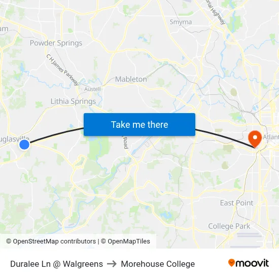 Duralee Ln @ Walgreens to Morehouse College map
