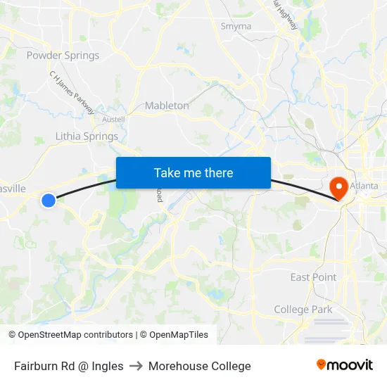 Fairburn Rd @ Ingles to Morehouse College map