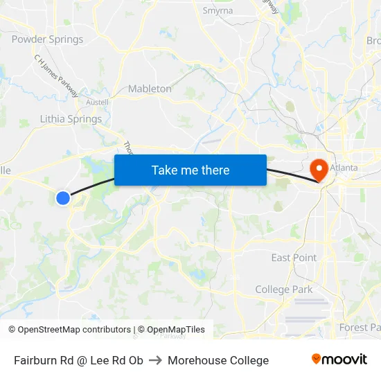 Fairburn Rd @ Lee Rd Ob to Morehouse College map