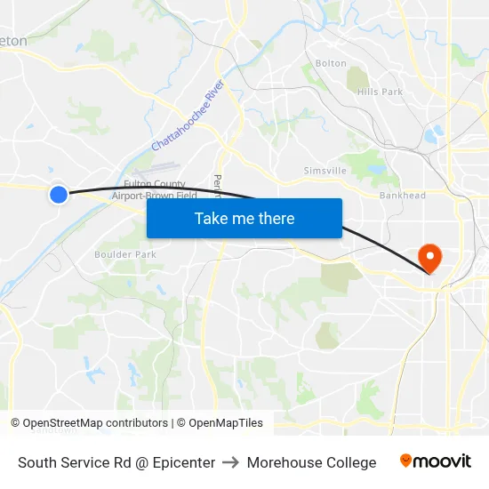 South Service Rd @ Epicenter to Morehouse College map