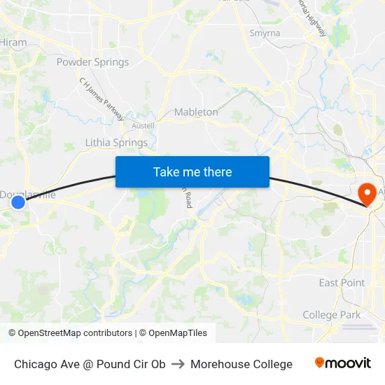Chicago Ave @ Pound Cir Ob to Morehouse College map