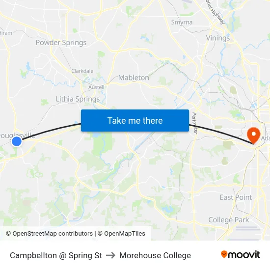 Campbellton @ Spring St to Morehouse College map