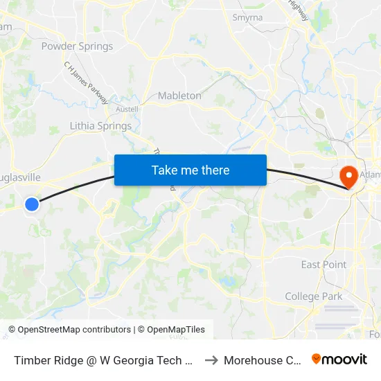 Timber Ridge @ W Georgia Tech College Ob to Morehouse College map