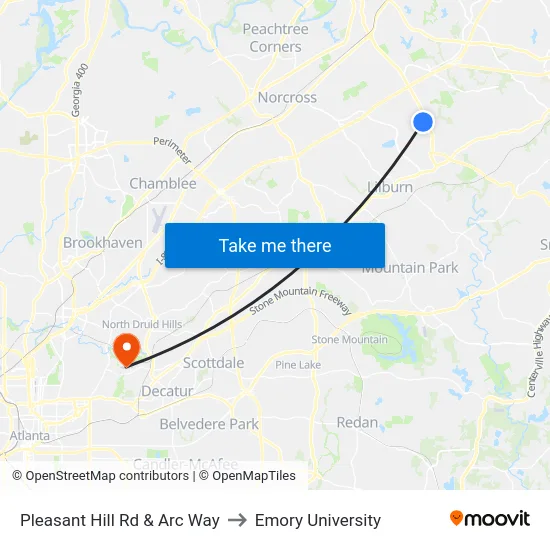 Pleasant Hill Rd & Arc Way to Emory University map