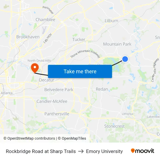 Rockbridge Road at Sharp Trails to Emory University map