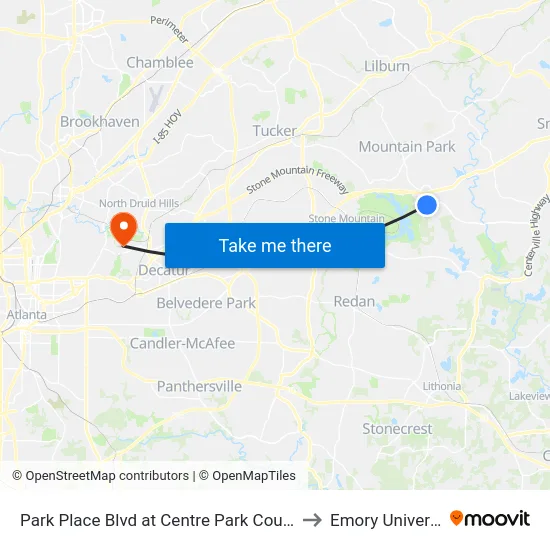 Park Place Blvd at Centre Park Court (Am to Emory University map