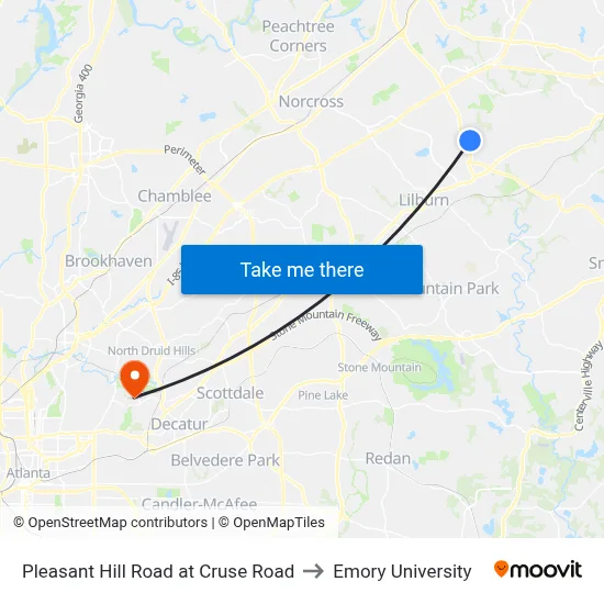 Pleasant Hill Road at Cruse Road to Emory University map