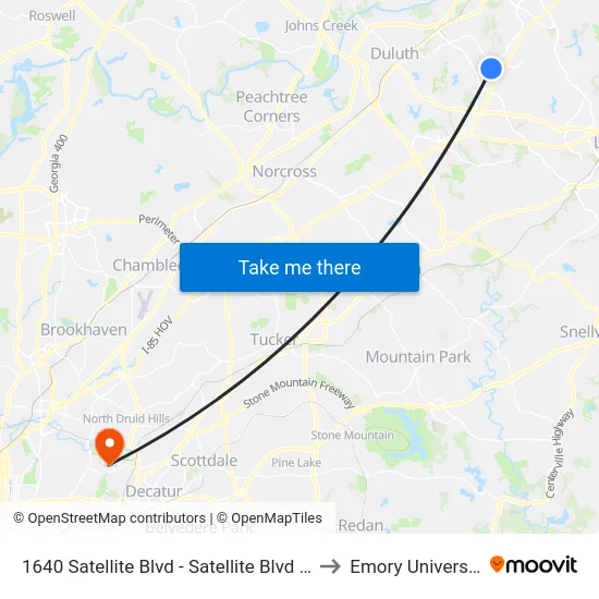 1640 Satellite Blvd - Satellite Blvd @ I to Emory University map